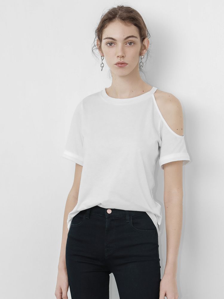 White Cut Out Short Sleeve T-shirt