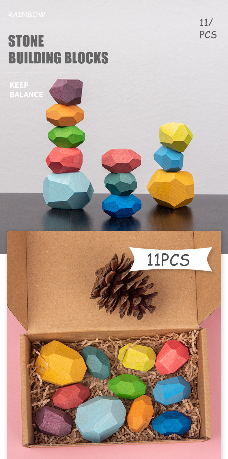Children's Toy Stone Building Blocks - Keep Balance