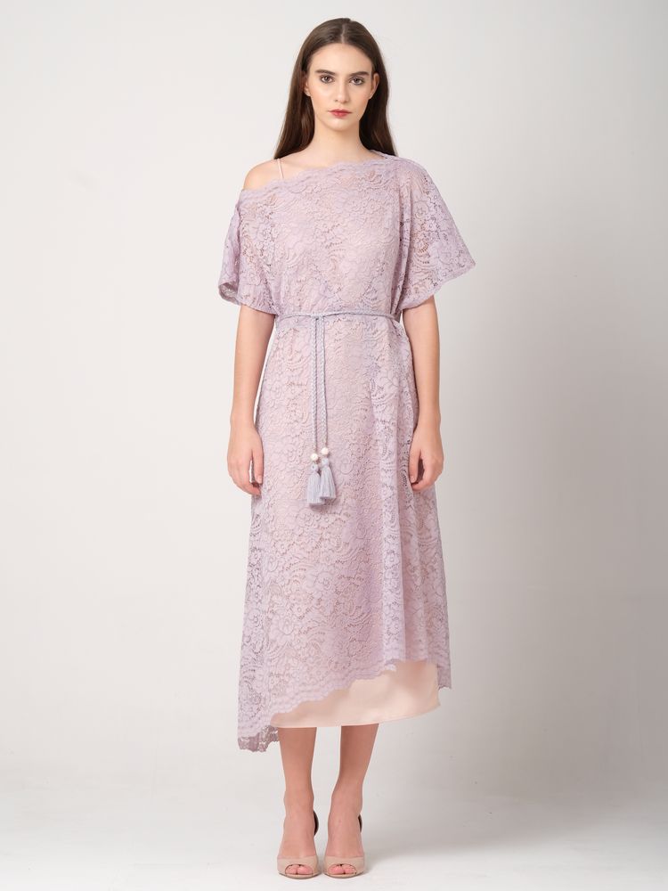 Lilac Lace Kaftan Dress