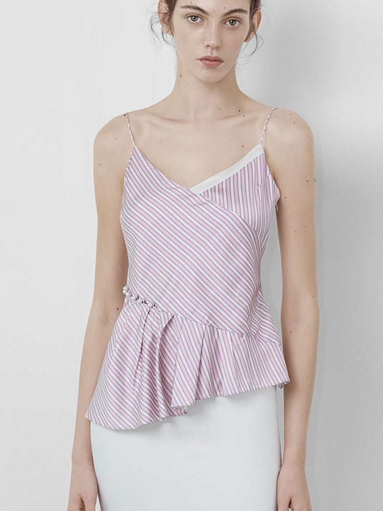 Pink Stripes Top with Pearl Details