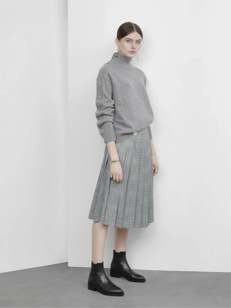 Tartan Pleated Midi Skirt